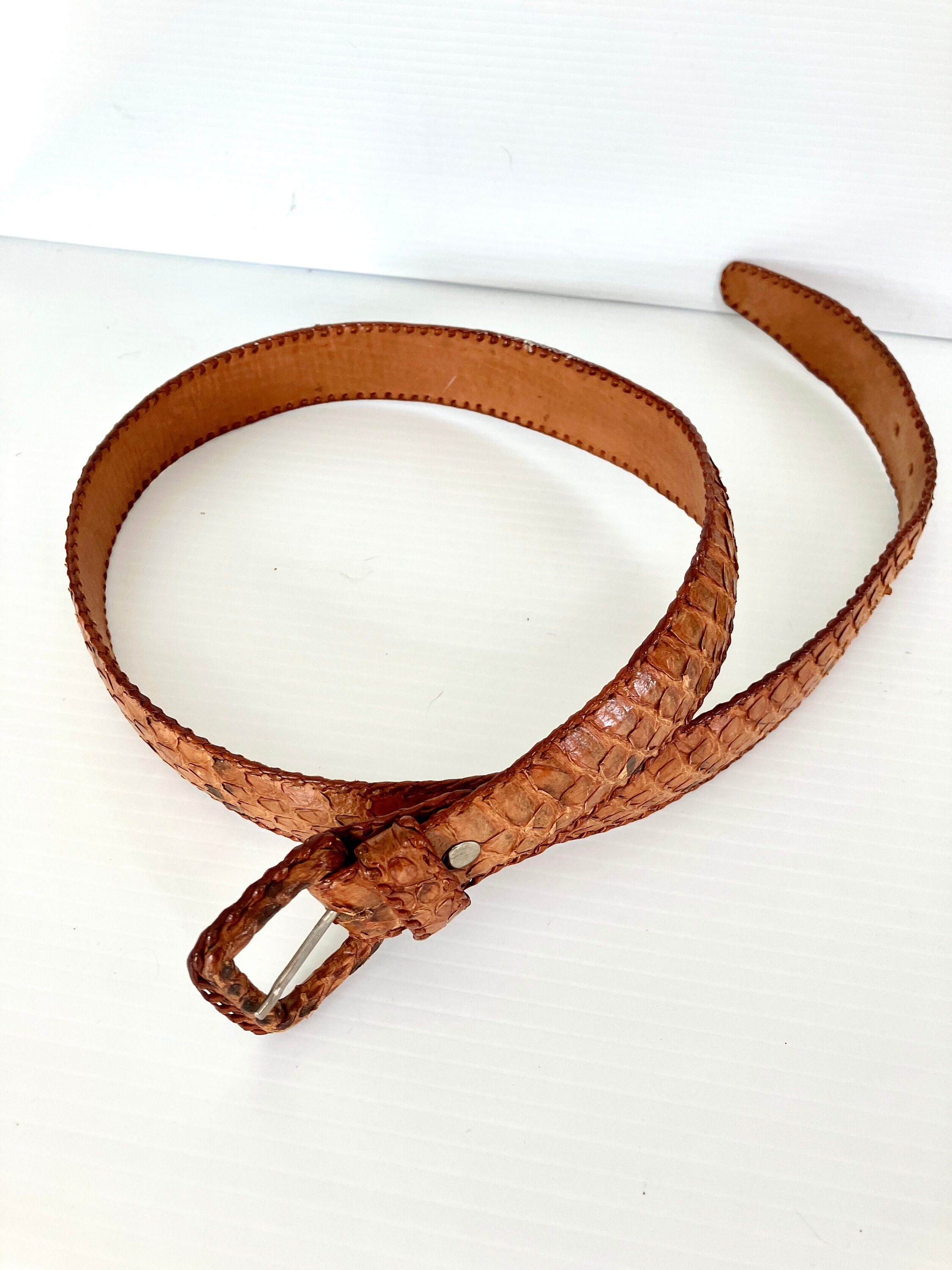Melamed  snake print wide vintage brown Leather belt size large il_fullxfull.5775582761_gy2a.jpg main image 4