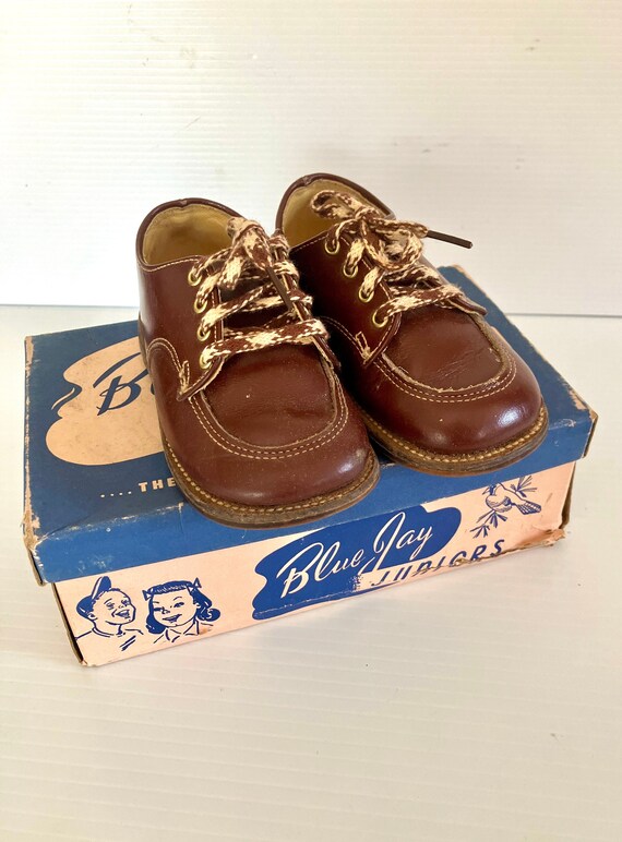 Vintage 1950's Junior Kids Brown Leather Oxford S… - image 5