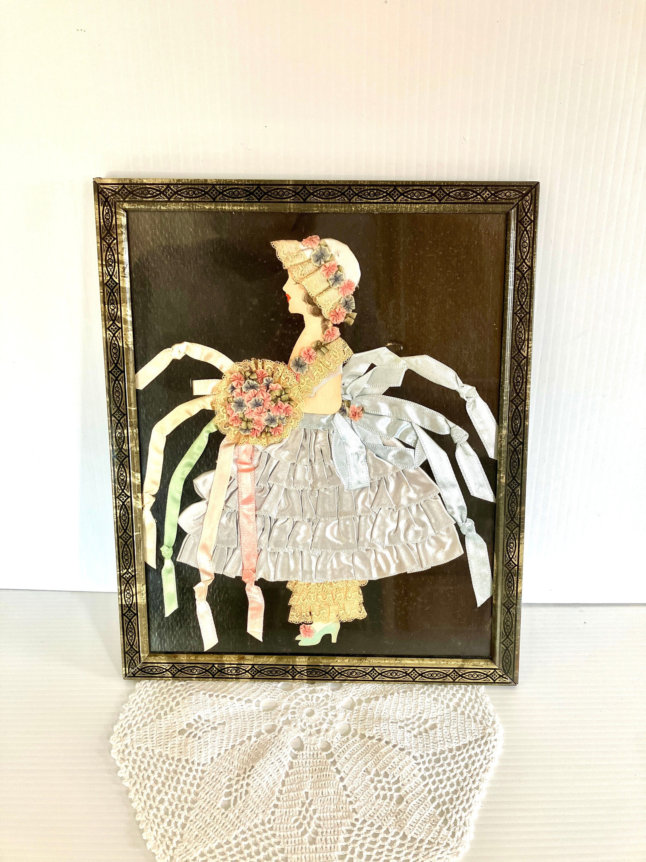 【antique doll】lithograph vintage Hand-painted Porcelain Doll 