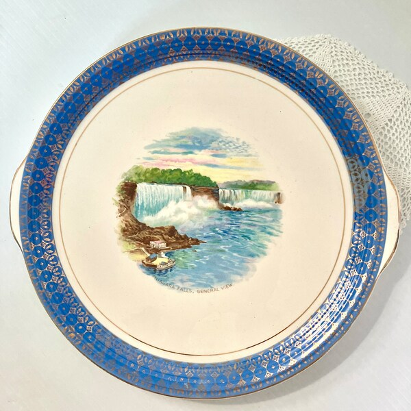 Vintage Niagara Falls Souvenir Plate With handles - Made in the USA by Cronin - Measures 11.25in.