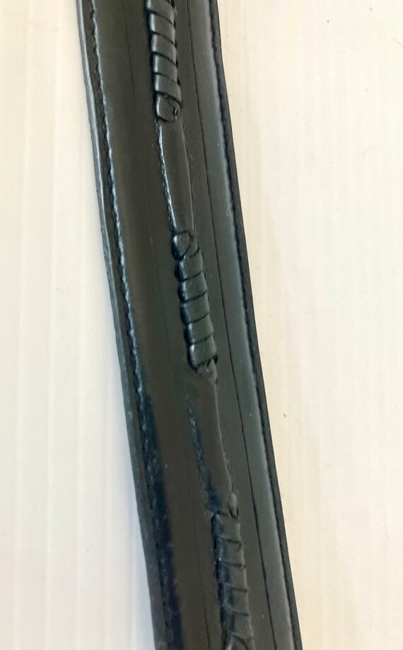Vintage Textured Black Leather Belt - Shabby Silv… - image 8