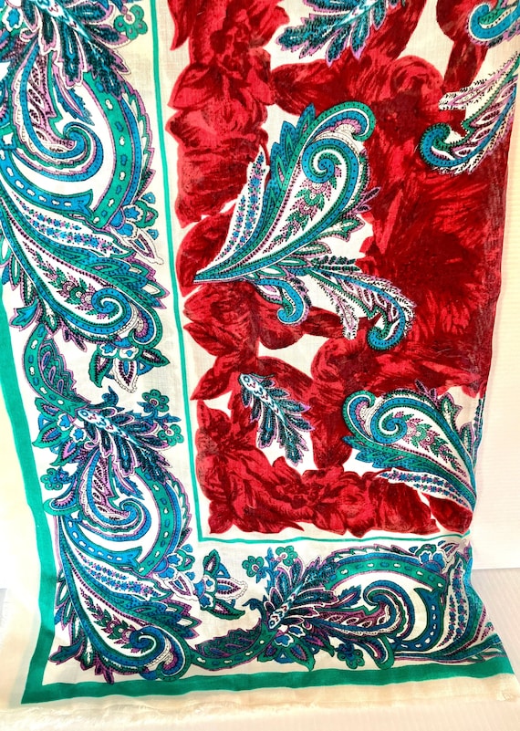 Vintage Scarf GLENTEX Paisley Scarf - Tiel/Burgund