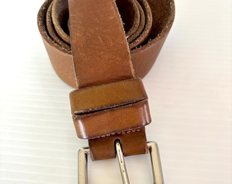 Vintage Polo Ralph Lauren Brown Leather Belt with Silver Metal Buckle - Size 36