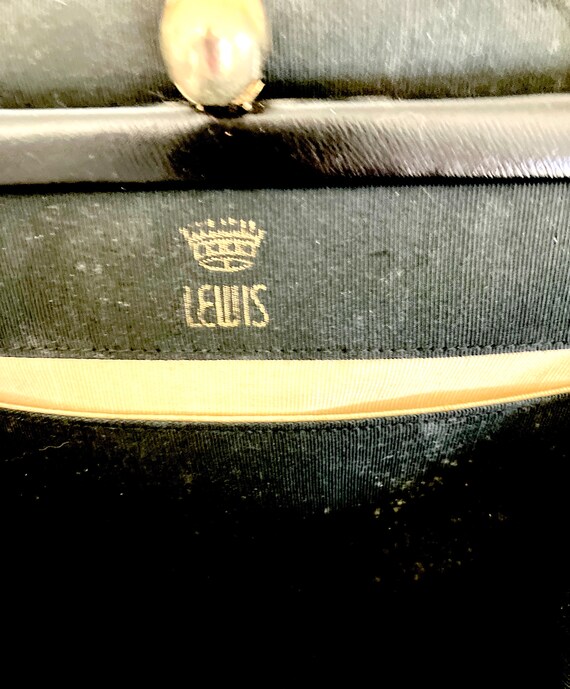 Vintage "CROWN LEWIS" Black Vinyl Purse with Doub… - image 5