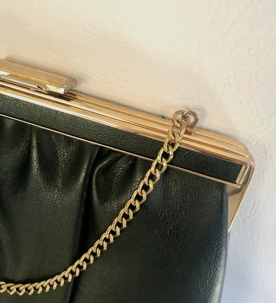 Vintage Leather Ande' Clutch Black Purse Or Chain… - image 2