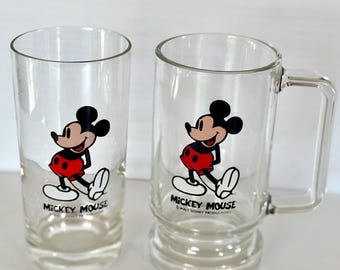 Vintage Mickey Mouse Glass Stein or Tumbler – Walt Disney Productions