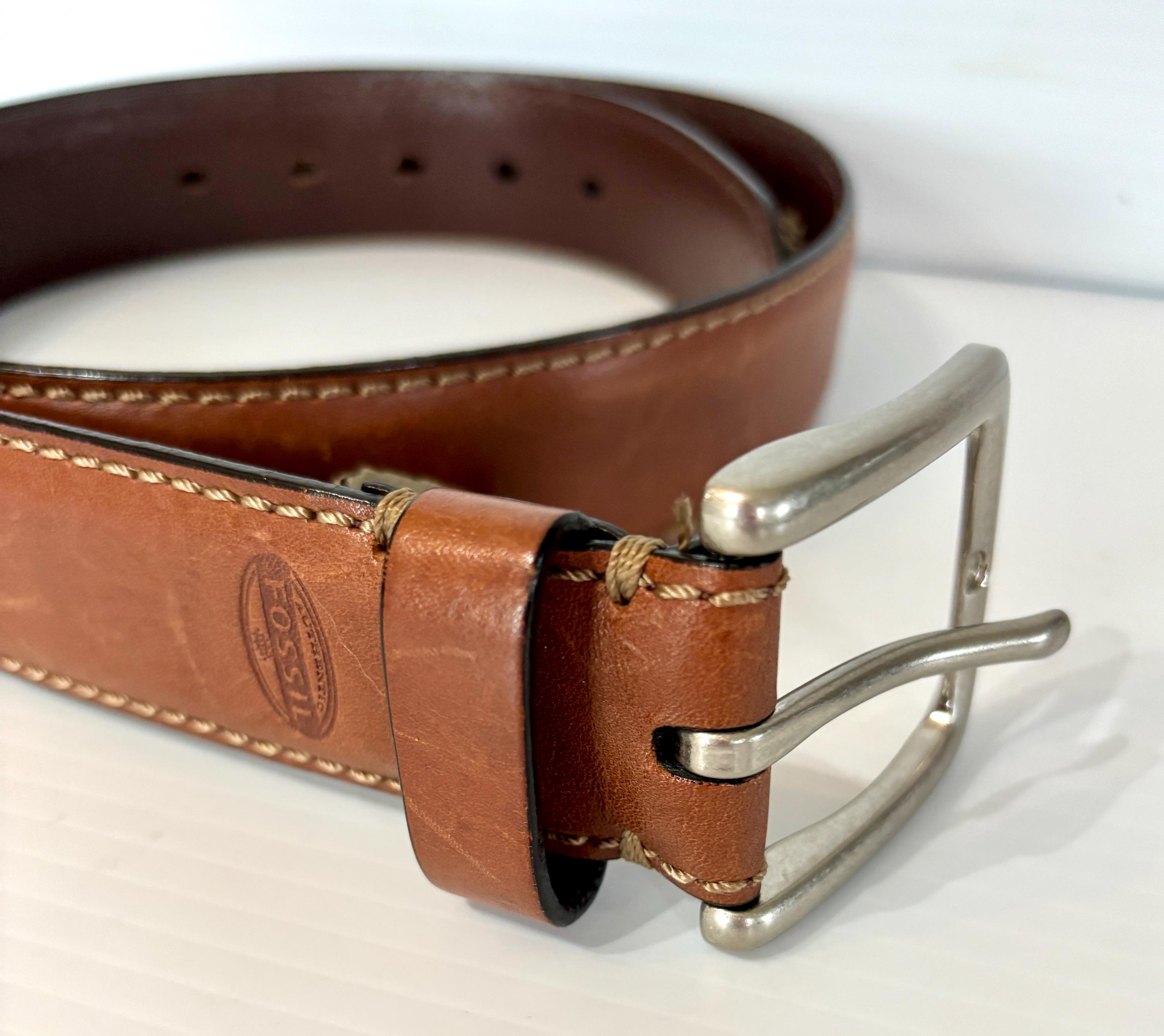 Vintage Leather Fossil Belt - Etsy