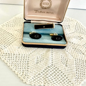 Set Vintage Hickok 3 Pièces - Boutons De Manchette Et épingle De Cravate - Ton Or - Pour Homme