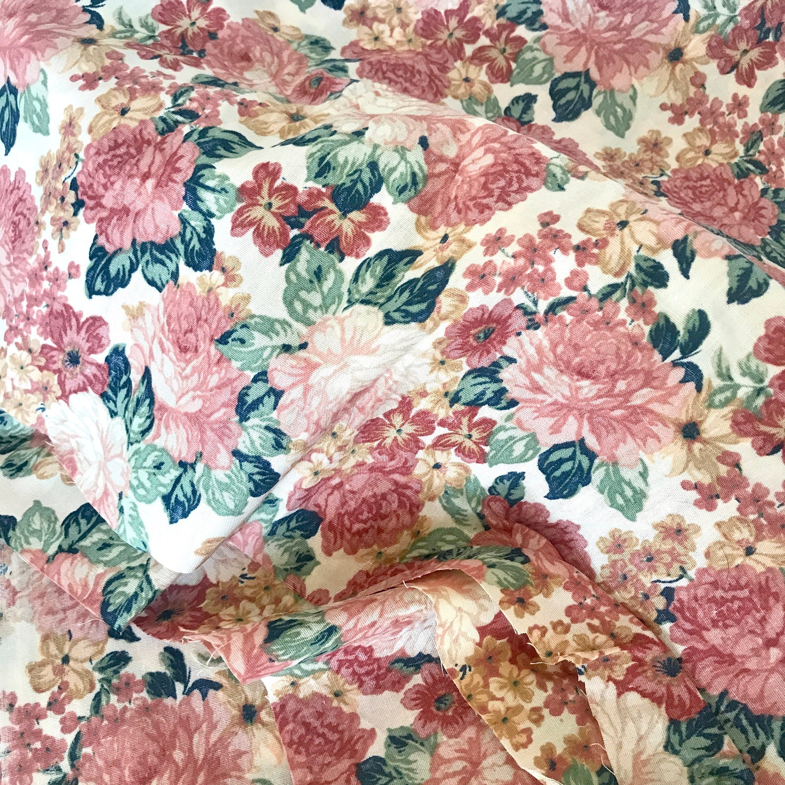 Vintage Floral Fabric Original Screen Print Design by Richloom Etsy