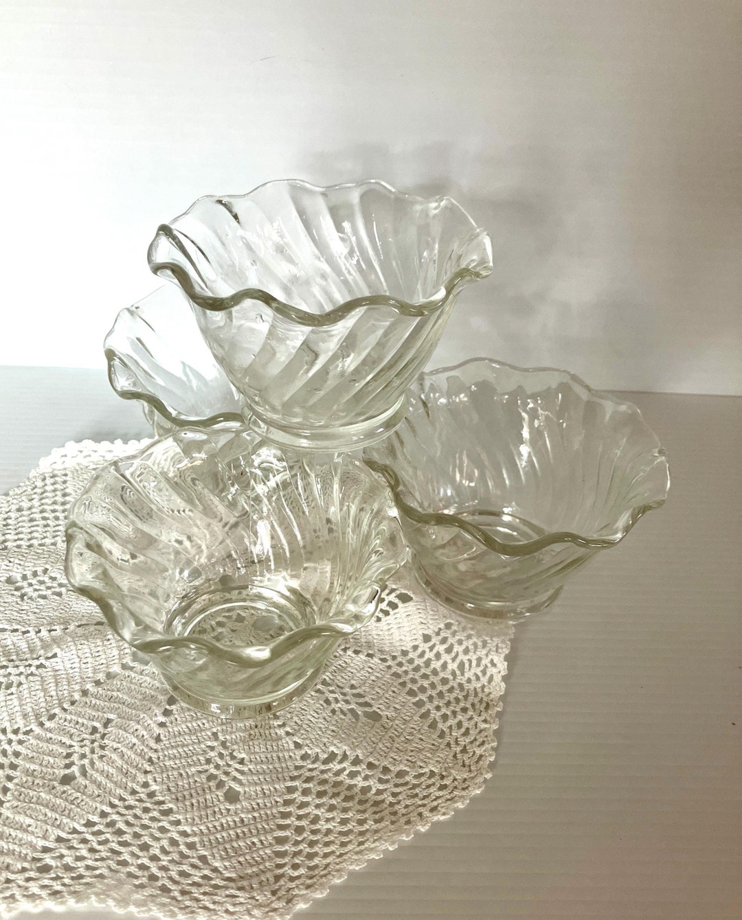 Ruffle Ramekins Set of 4 Anchor Hocking Ruffled Swirl Clear Ramekin Small Glass Bowls ...