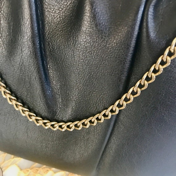 Vintage Leather Ande' Clutch Black Purse Or Chain… - image 4