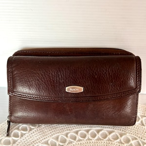 Vintage &quot;ROLFS&quot; Chocolate Brown Leather Wallet - 7in x 4in