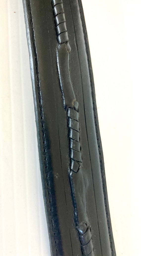 Vintage Textured Black Leather Belt - Shabby Silv… - image 7