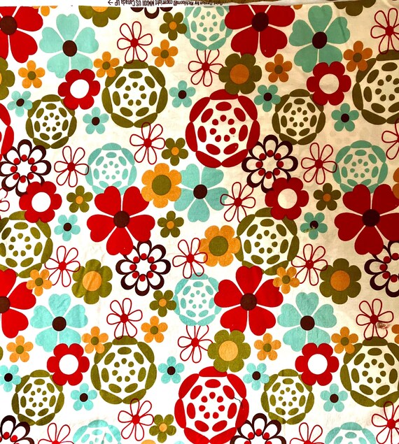 Vintage Style Retro/hipster Flower Cotton Fabric by RICHBLOOM Screenprint  Measures 42in X 88in - Etsy