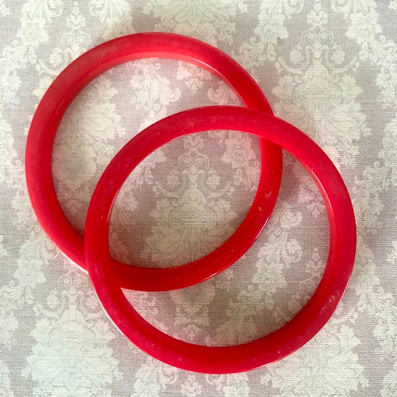 Set of 3 Bakelite Bracelets- Red and Orange - image 6