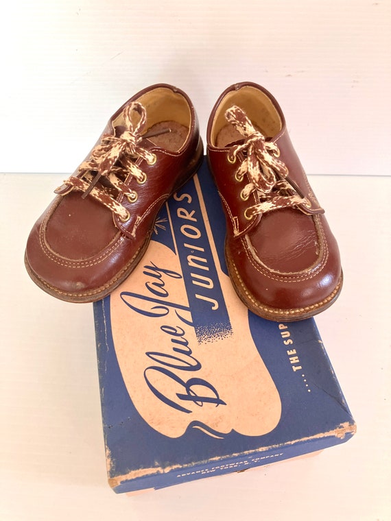 Vintage 1950's Junior Kids Brown Leather Oxford S… - image 6