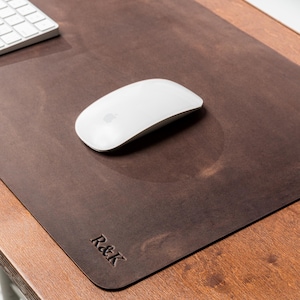 Personalized Leather Mouse Pad | Gift for Mom Dad | Handmade Desk Mat for Work or Home | Handmade Office Gift for Men Women