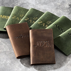 Porta cheques de cuero personalizado con el logotipo de su restaurante / porta billetes / carpeta de billetes / porta cheques
