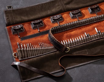 leather tool roll organizer with personalized patch | You will get just tool bag without tools