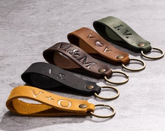 keyring, leather keychain, keyring personalised for men and women, keyring monogram, key chain for dad