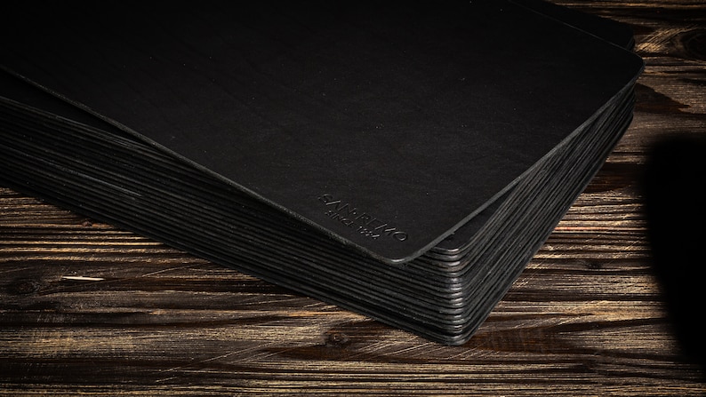 Black Leather Placemats Set of 4 or 6 or8 Large 4mm Thick Dining Table Mats 46x34cm Modern Non Slip Tableware for Restaurant Conference Gift image 5