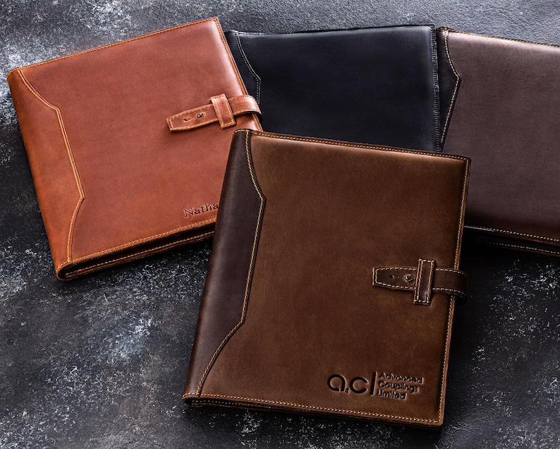 Portafoglio portadocumenti in pelle di lusso / Portadocumenti personalizzato per studenti e aziende / Regalo di Natale per uomini e donne di Mureli immagine 1