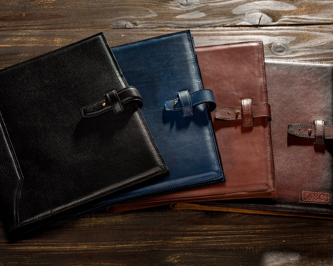 Personalized leather portfolio A4 for men premium padfolio Etsy