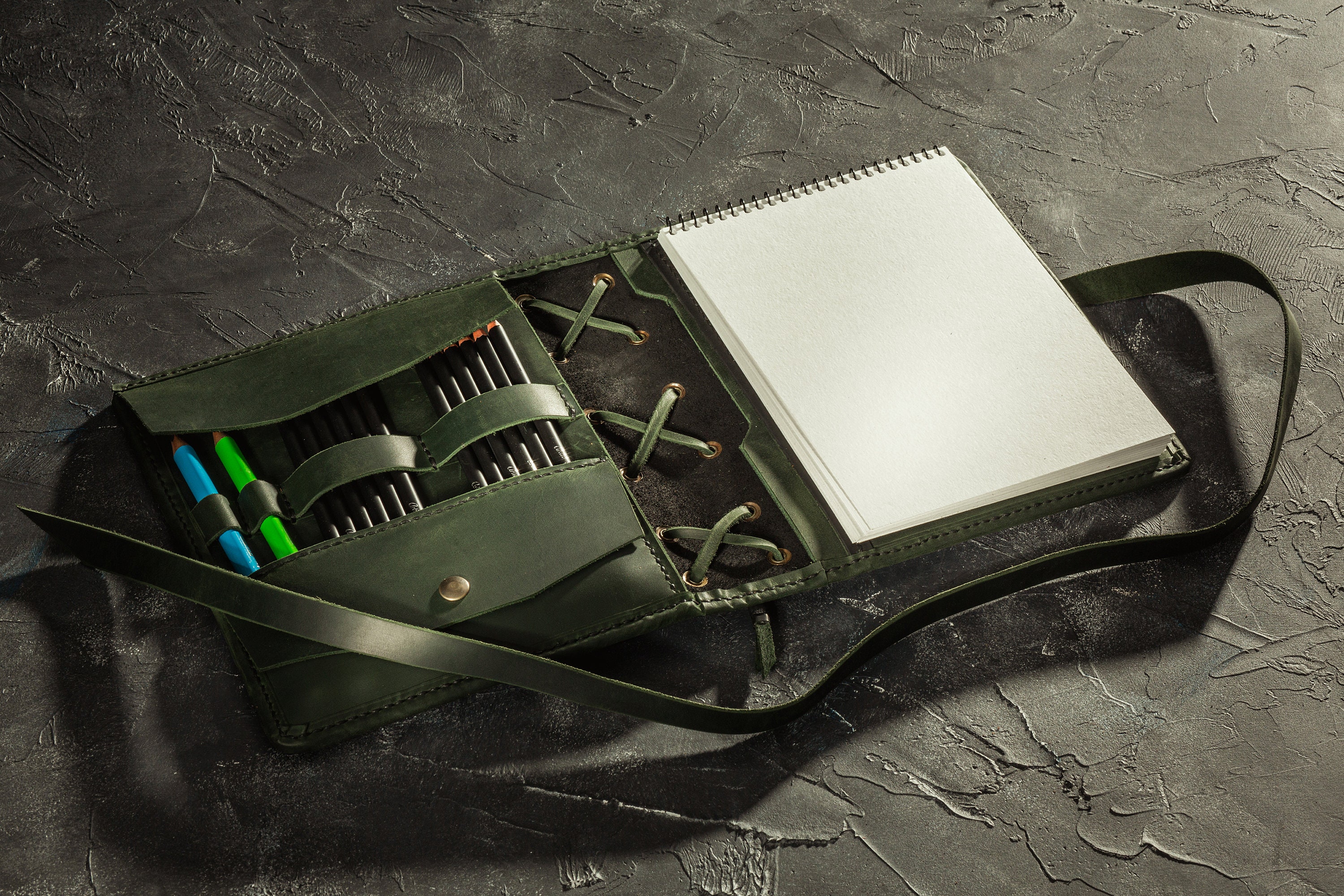 Leather sketchbook cover A5 refillable Horizontal Vertical Etsy