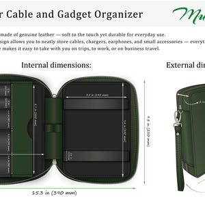 Leather Tech Organizer for Cables & Gadgets | Travel Electronics Case | Personalized Corporate Gift Idea by Mureli image 2