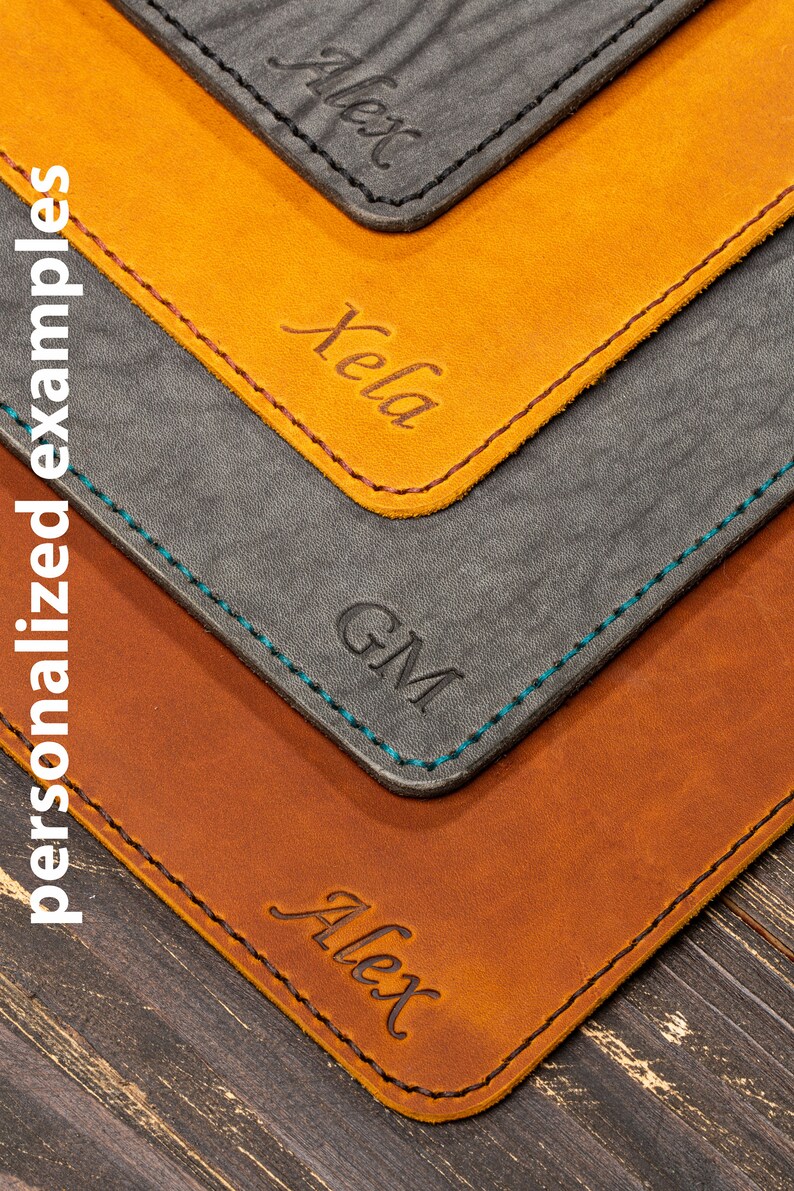Brown leather desk mat desk blotter personalized leather Etsy