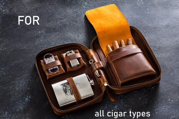 CARTUJANO HUMIDOR QUADRATO DA VIAGGIO IN PELLE
