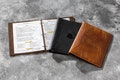 Luxury Leather 3 Ring Binder | Personalized Recipe Book Binder | Custom Portfolio Folio with Logo or Name | Engraved Leather Folder