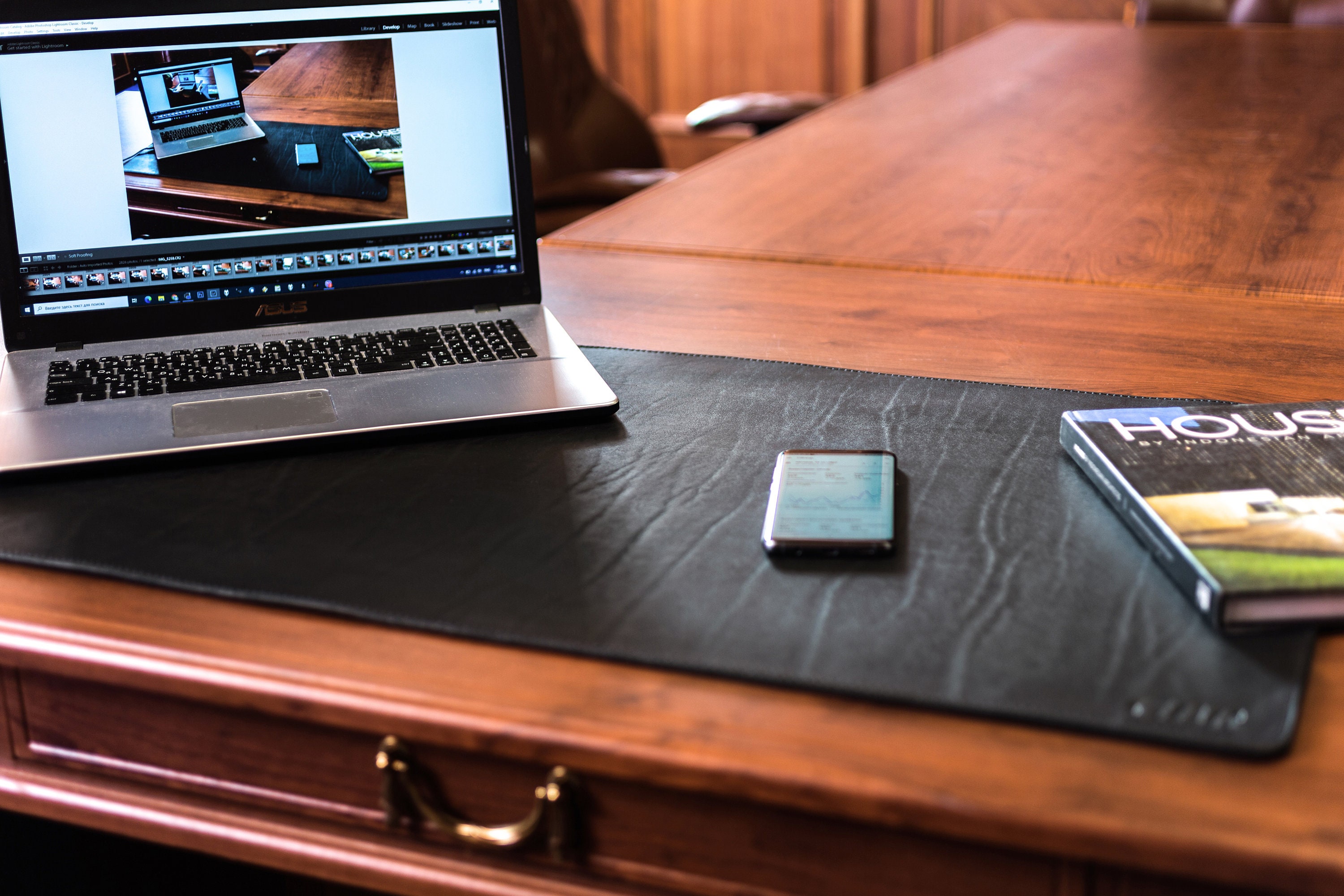 Black Thick Leather Desk Blotter Custom Small or Extra Large - Etsy