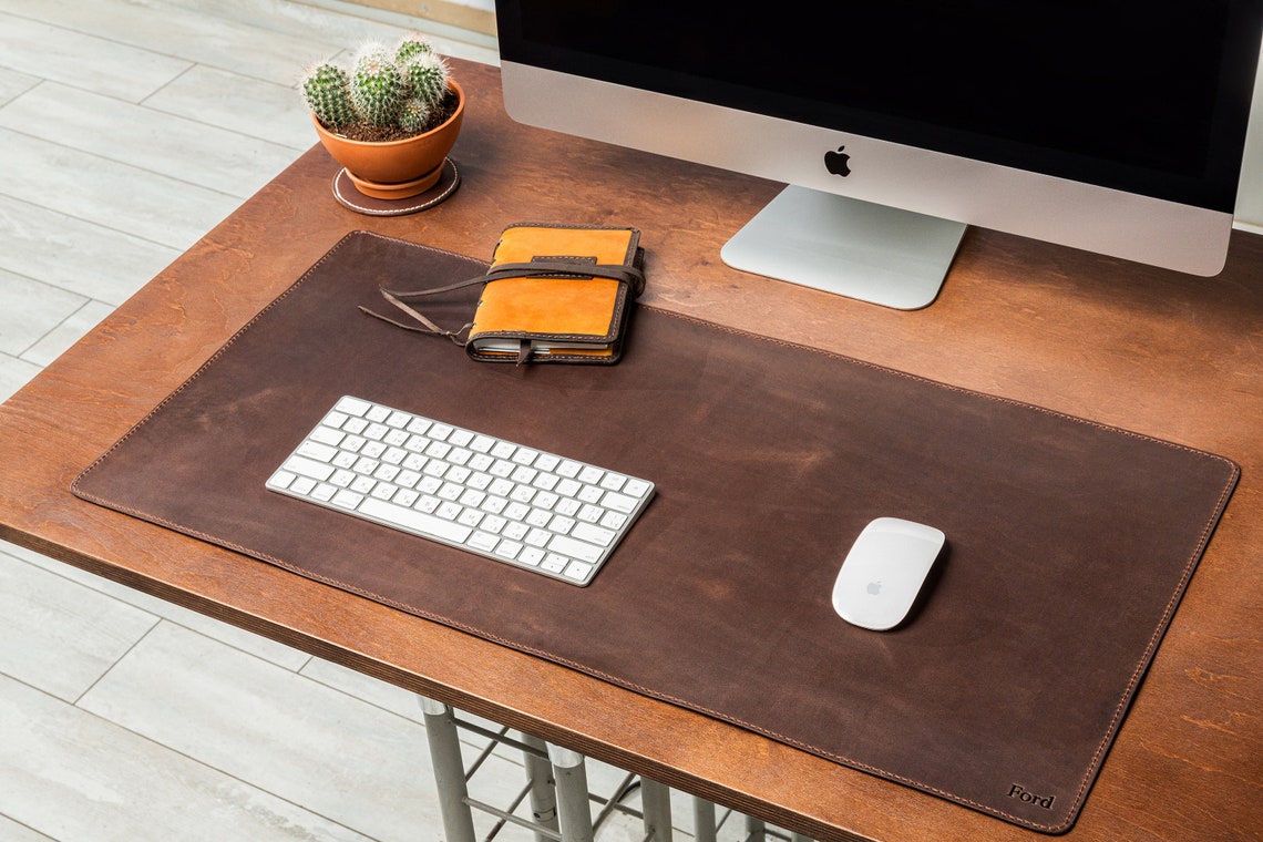 Personalized Leather Desk Mat Laptop Mat for Husband Mouse Pad Etsy