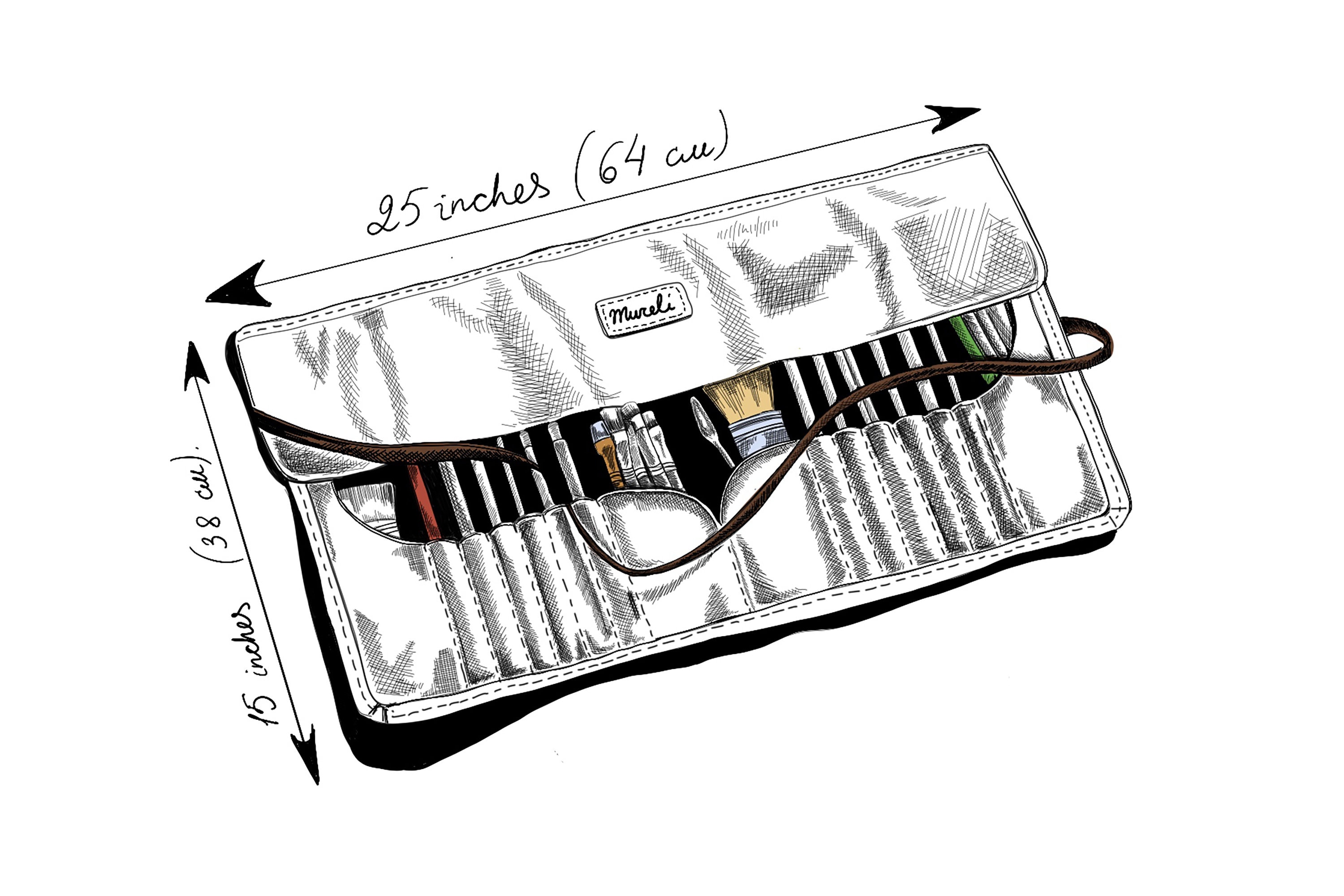 Large Leather Brush Roll up Black Gray Artist Roll Etsy Canada