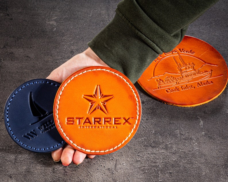 personalized leather coasters with your logo