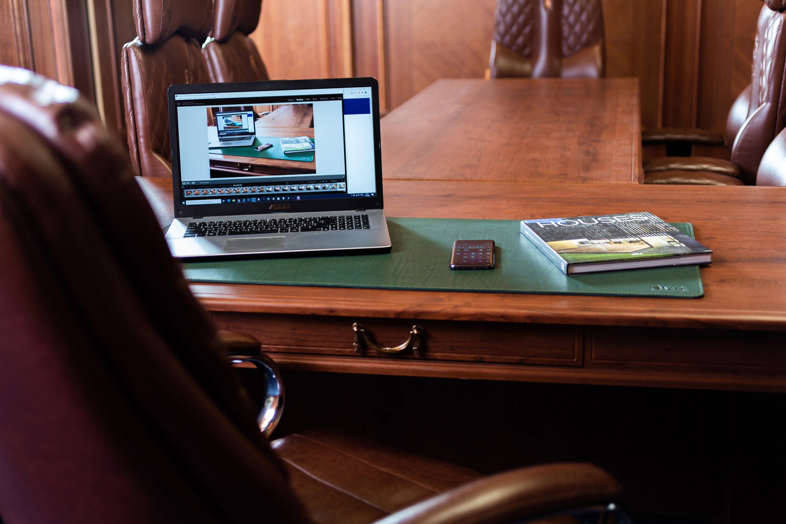 For Writing Green Thick Large Leather Desk Mat Desk Blotter Etsy UK