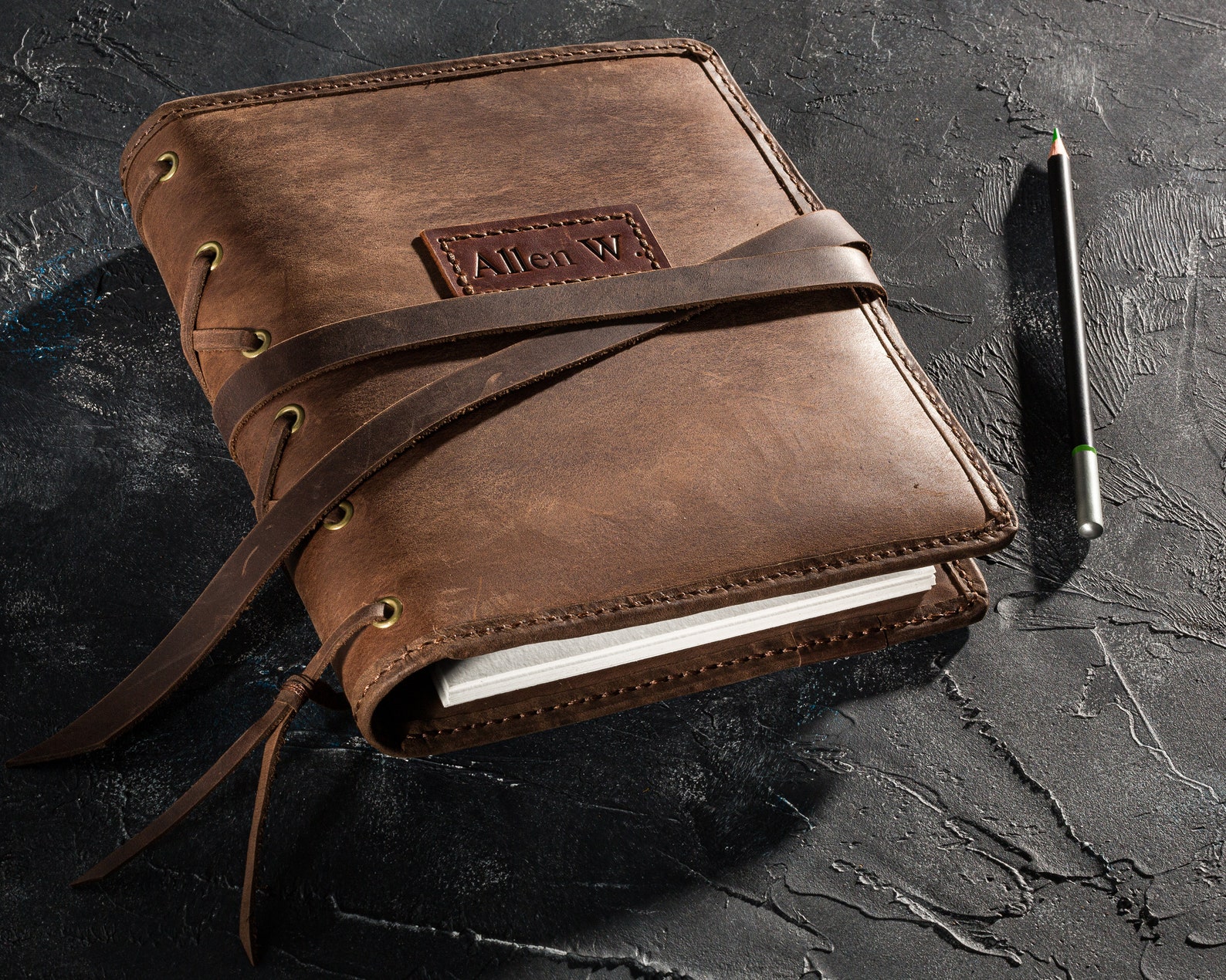 Leather sketchbook cover A5 refillable Horizontal Vertical Etsy