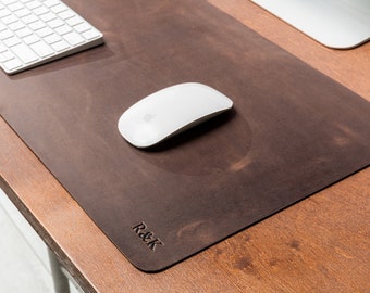 Personalized Leather Desk Mat | Custom Laptop Pad & Mouse Pad | Copper Anniversary Gift for Husband by Mureli