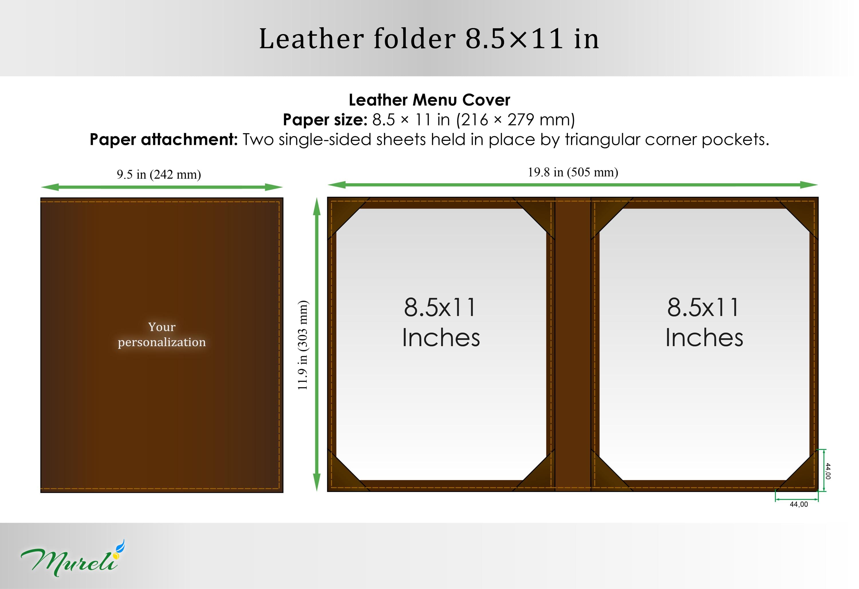 Personalized Camel Leather Menu Cover With 4 Corner - Etsy