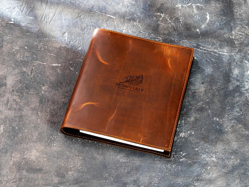 Luxury Leather Binder with Metal Rings | Custom Logo | Letter Size Document Folder | Executive Gift for Company or Hotel image 4