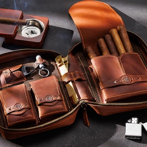 Portasigari personalizzato - Regalo di lusso per papà / Festa del papà / Portasigari in pelle personalizzato / Secret Brotherhood di Mureli / Design maschile