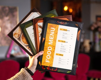 Leather Menu Holder for Different Paper Sizes – Personalized Menu Clipboard with Logo for Bar, Cafe, Restaurant