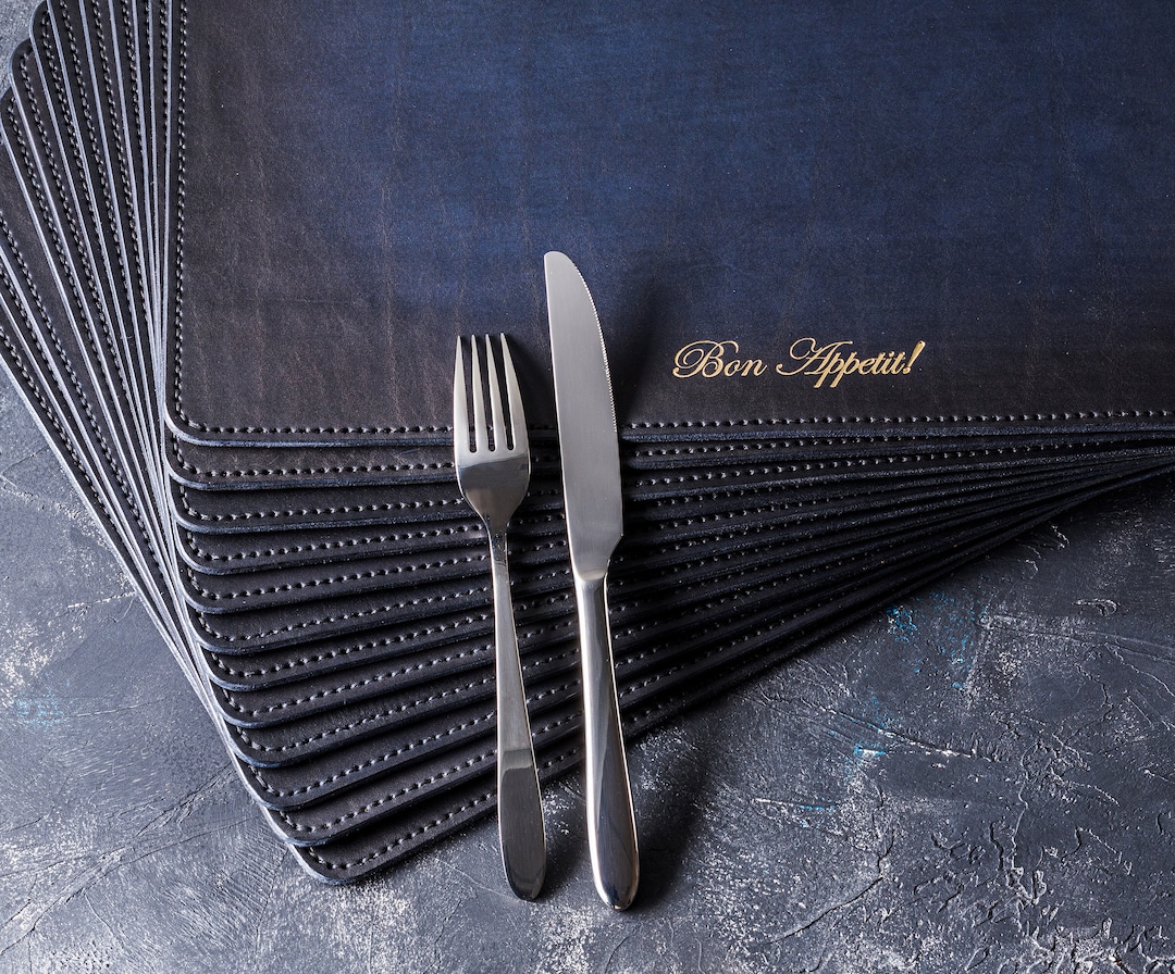 Dining Table Leather Placemats, Leather Dine Table Mats, Glass Table