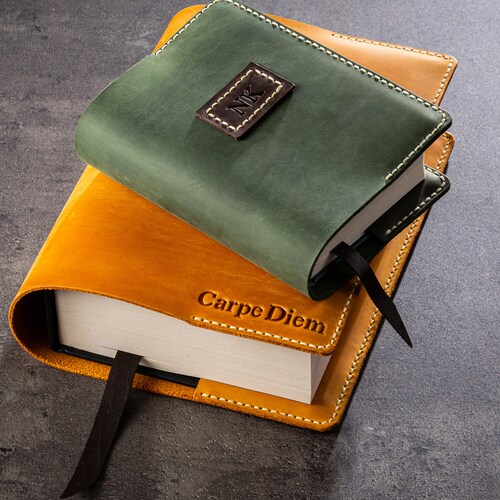 Leather Book Cover With Bookmark Custom Size Personalized Etsy Australia