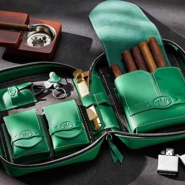 Leather cigar case personalized by your design | New Limited Collection 2025 by Mureli | Gift for cigar aficionados | groomsmen gifts