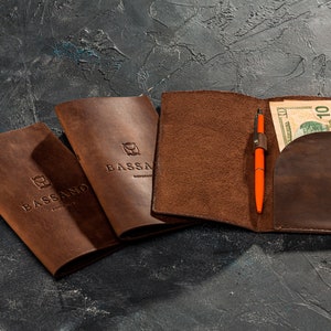 custom / personalized  brown leather check presenter * bill holder * leather check holder bill folds