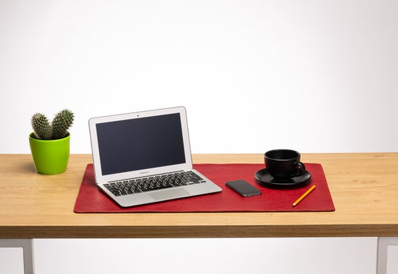 Red Leather Desk Mat for Writing Large Desk Pad Personalized - Etsy