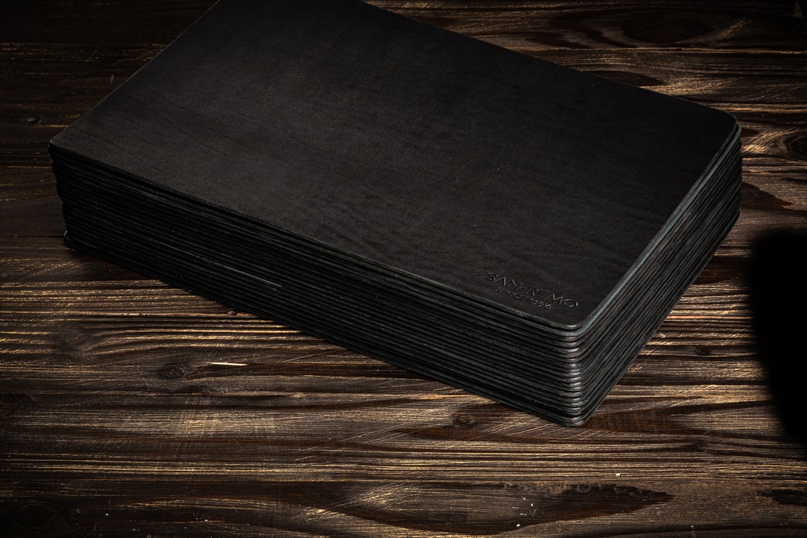 Set of Black Leather Placemats as Charger Plates for Home Etsy