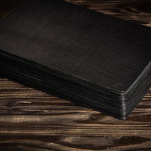 Black Leather Placemats Set of 4 or 6 or8 Large 4mm Thick Dining Table Mats 46x34cm Modern Non Slip Tableware for Restaurant Conference Gift image 4